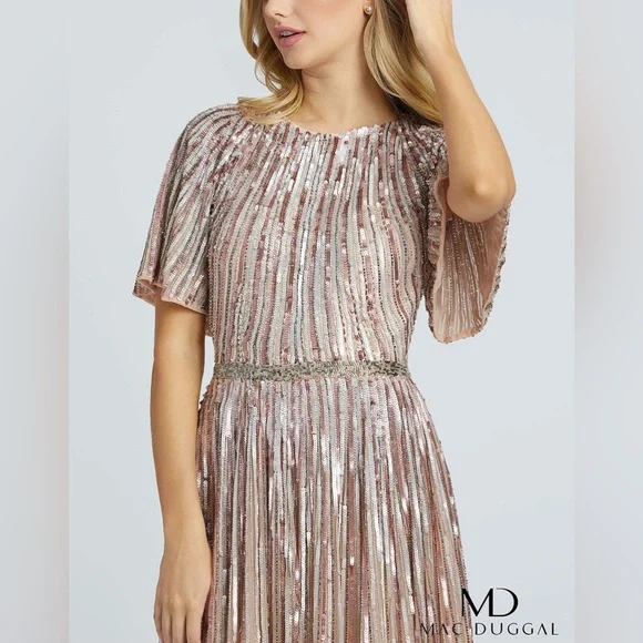 NWT Mac Duggal 4913M Rose Pink Sequin Embellished Gown - Picture 2 of 10